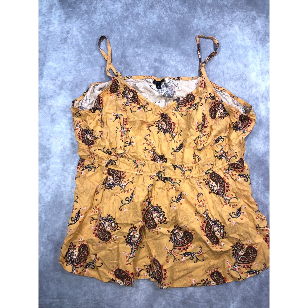 Torrid Mustard Yellow Paisley Floral Cami Top Plus Size 5 Sleeveless Babydoll
